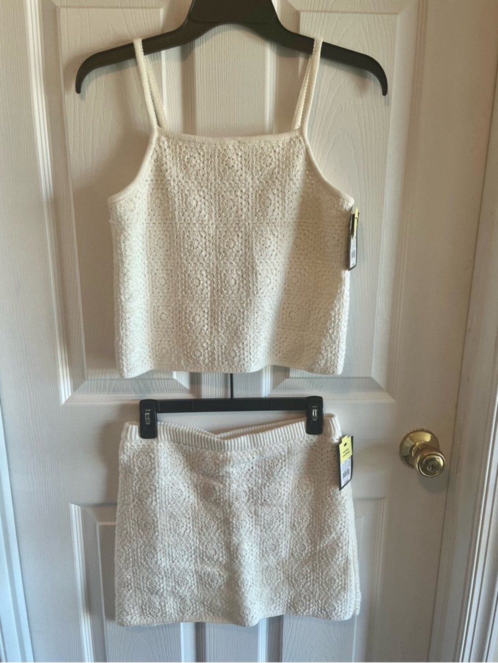 NWT Girls Natural White art class Crocheted Tank & Skirt Set size XL (14/16
